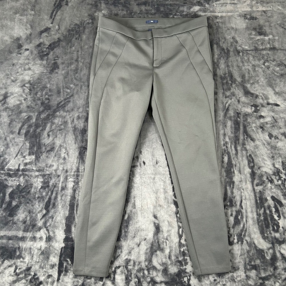 Gap Dress Pants Womens 10 Green Stretch Tapered Ankle Seam Detail
